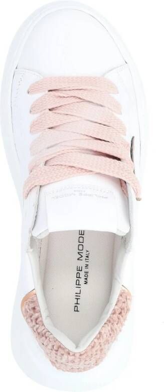 Philippe Model Witte en roze geweven sneaker White Dames