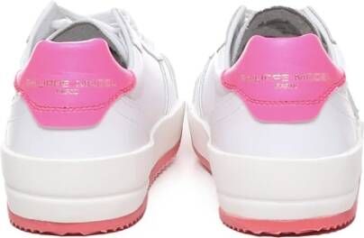 Philippe Model Witte en Roze Sneakers met Logo White Dames