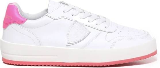 Philippe Model Witte en Roze Sneakers met Logo White Dames