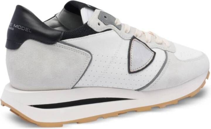 Philippe Model Witte en Zwarte Leren Sneaker Gray Heren