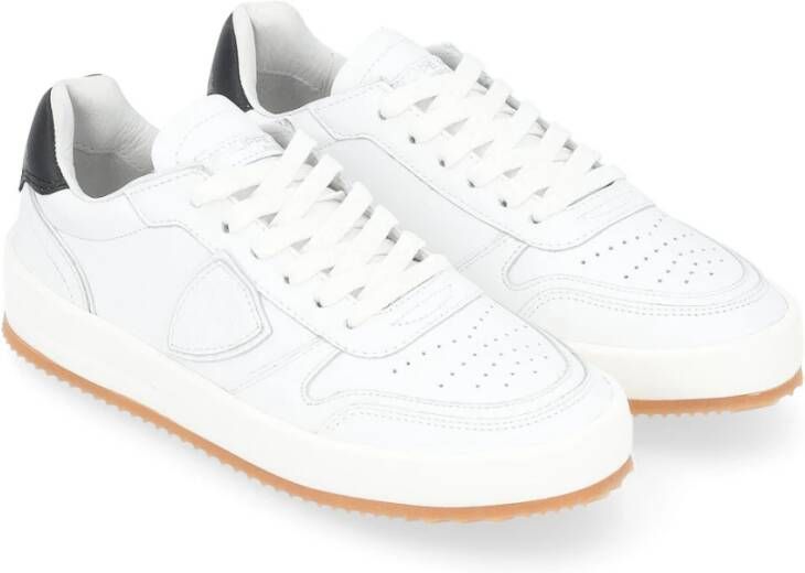 Philippe Model Witte en Zwarte Leren Sneaker White Dames