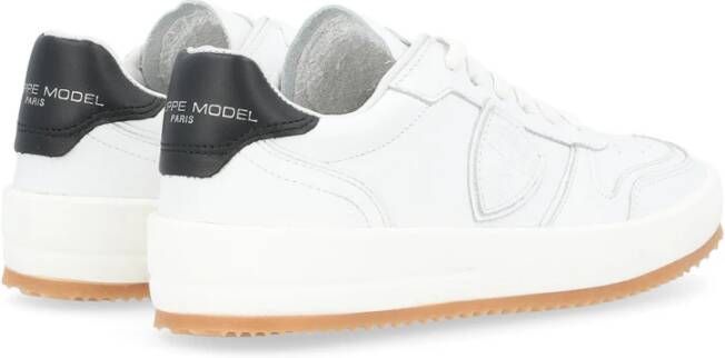 Philippe Model Witte en Zwarte Leren Sneaker White Dames