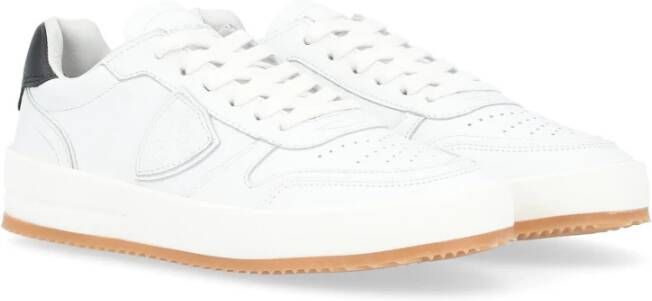 Philippe Model Witte en Zwarte Leren Sneaker White Dames