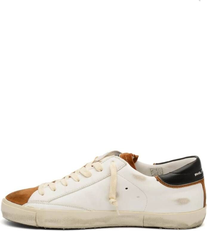 Philippe Model Witte en zwarte leren sneakers White Heren