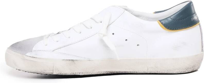 Philippe Model Witte Groene Lage Kalfsleren Sneakers White Heren