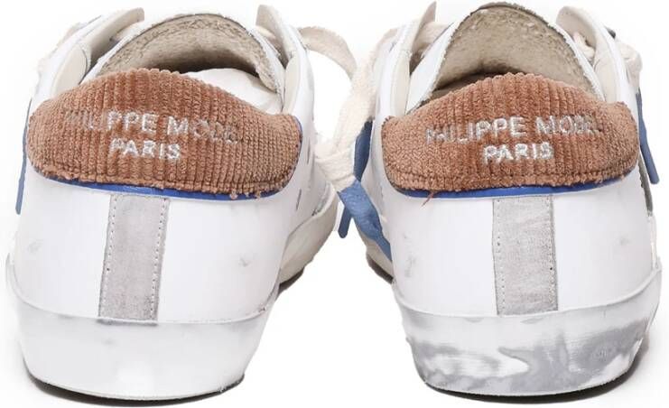 Philippe Model Witte Kalfsleren Lage Sneakers met Metalen Details White Heren