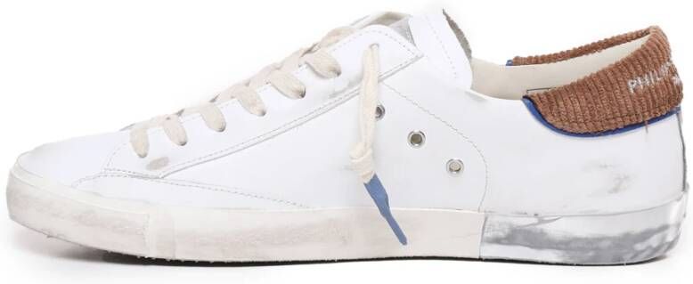 Philippe Model Witte Kalfsleren Lage Sneakers met Metalen Details White Heren