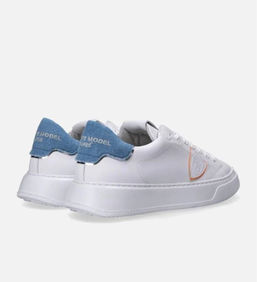 Philippe Model Witte lage sneakers met bovenwerk van kalfsleer White Heren