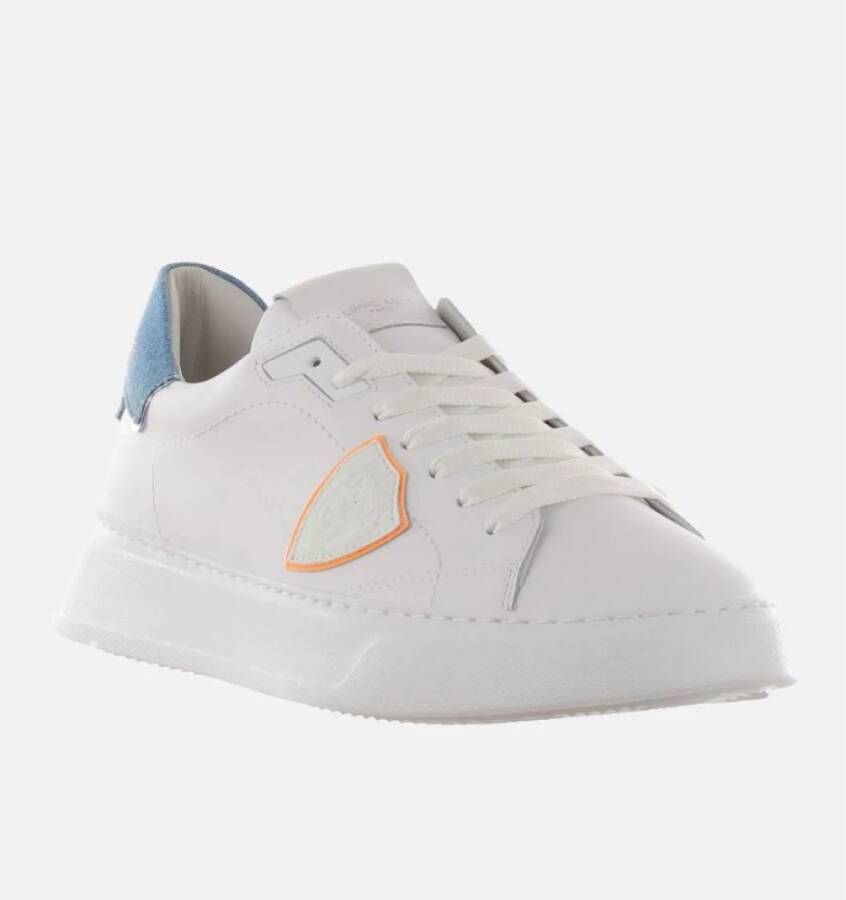 Philippe Model Witte lage sneakers met bovenwerk van kalfsleer White Heren