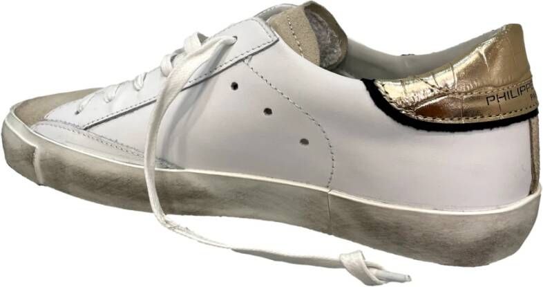 Philippe Model Witte lage sneakers met reliëflogo White Dames