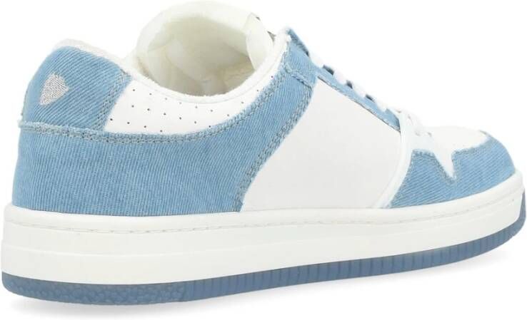 Philippe Model Witte leren en denim sneakers Blue Heren