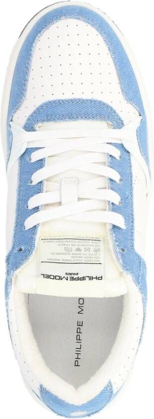 Philippe Model Witte leren en denim sneakers Blue Heren