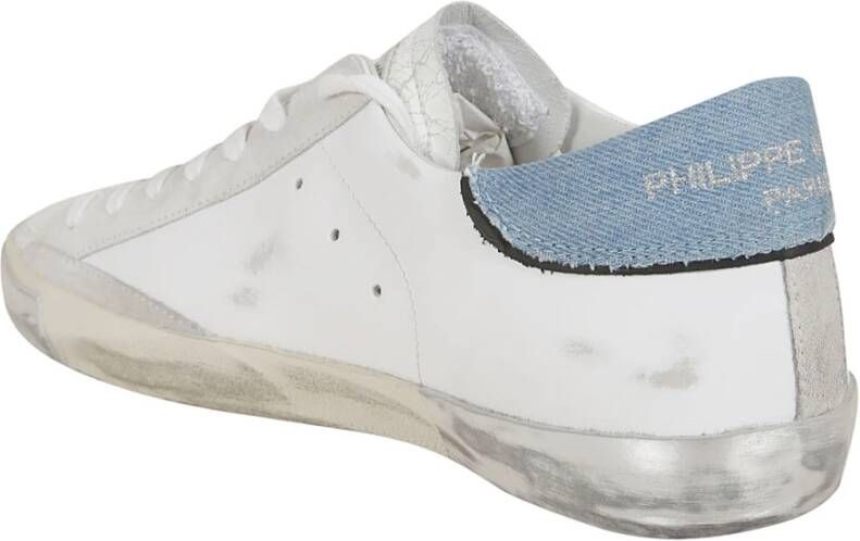 Philippe Model Witte Leren Lage Sneakers Multicolor Heren