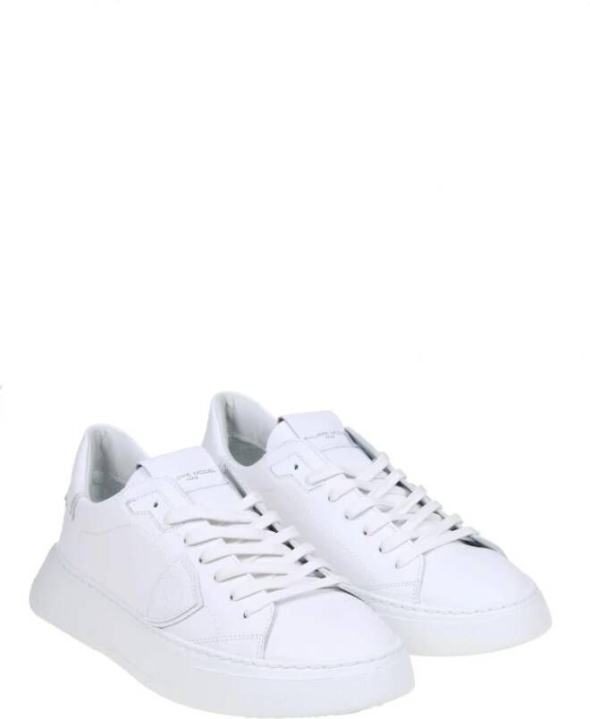 Philippe Model Witte Leren Lage Sneakers White Heren