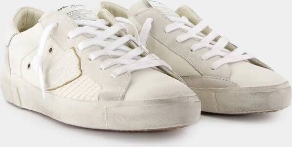 Philippe Model Witte Leren Lage Sneakers White Heren