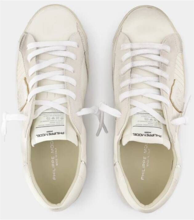 Philippe Model Witte Leren Lage Sneakers White Heren