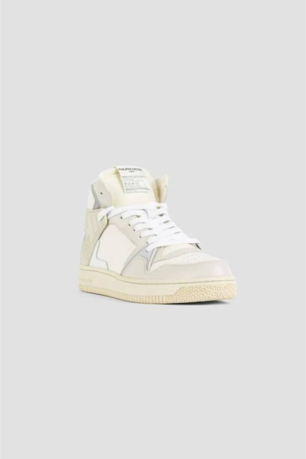 Philippe Model Witte Leren Mid-Top Sneakers White Heren