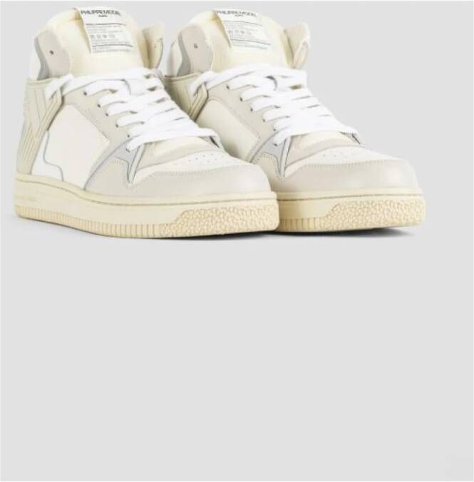 Philippe Model Witte Leren Mid-Top Sneakers White Heren