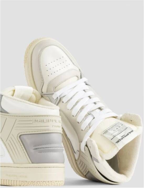 Philippe Model Witte Leren Mid-Top Sneakers White Heren