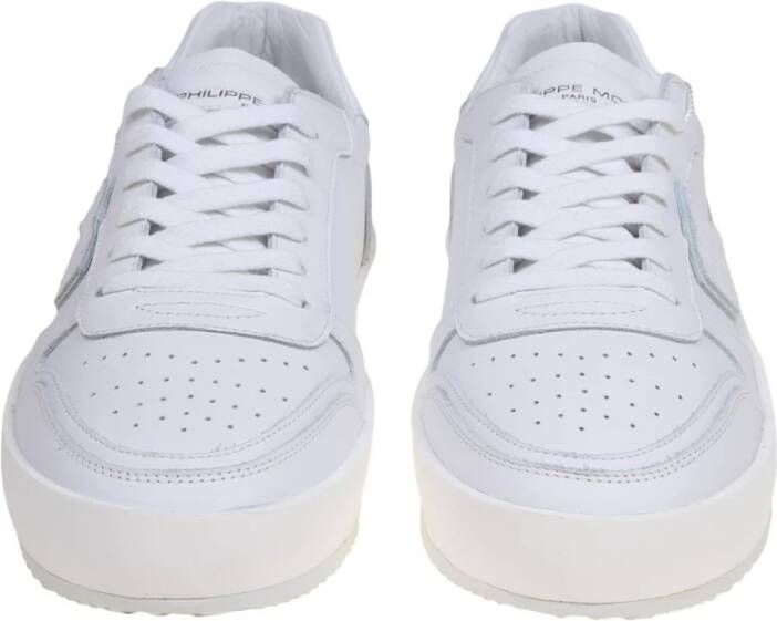 Philippe Model Witte Leren Sneakers Lage Top White Heren