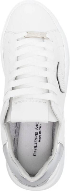 Philippe Model Witte Leren Sneakers Logo Plaque White Dames