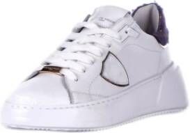 Philippe Model Witte Leren Sneakers Logo Rubberen Zool White Dames