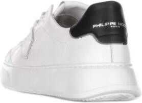 Philippe Model Witte Leren Sneakers Logo Rubberen Zool White Heren