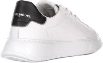 Philippe Model Witte Leren Sneakers Logo Rubberen Zool White Heren