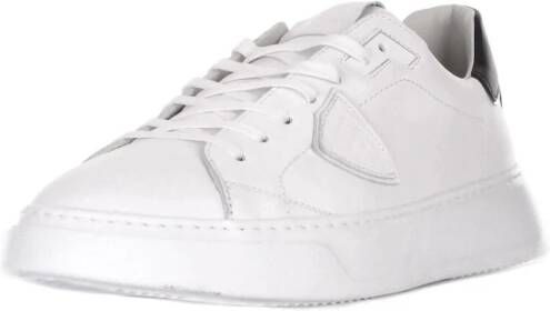 Philippe Model Witte Leren Sneakers Logo Rubberen Zool White Heren