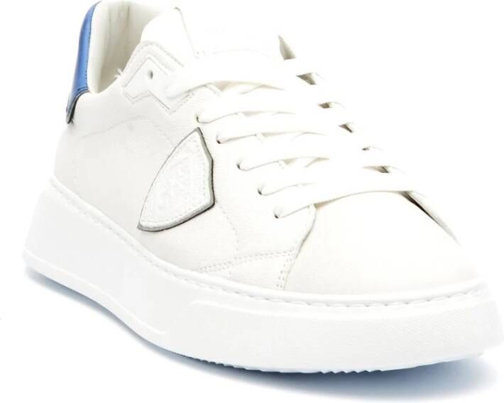 Philippe Model Witte Leren Sneakers met Blauw Detail White Heren