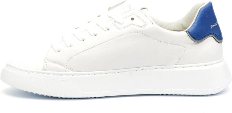 Philippe Model Witte Leren Sneakers met Blauw Detail White Heren