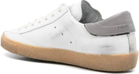 Philippe Model Witte Leren Sneakers met Distressed Finish White Heren