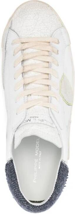 Philippe Model Witte leren sneakers met gebarsten effect White Heren