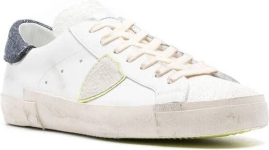 Philippe Model Witte leren sneakers met gebarsten effect White Heren