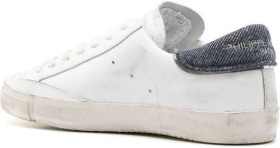 Philippe Model Witte leren sneakers met gebarsten effect White Heren