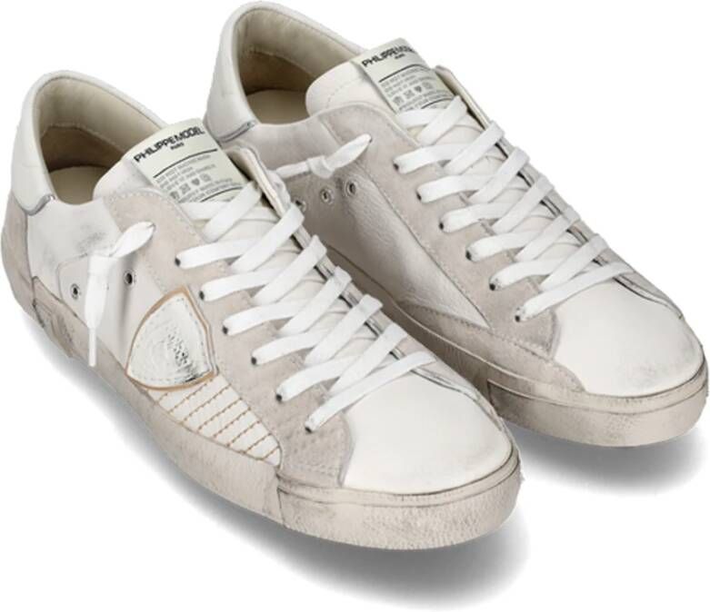 Philippe Model Witte leren sneakers met gebruikt effect White Heren