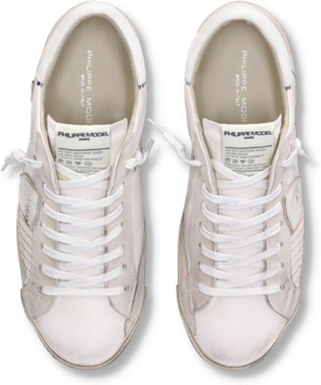 Philippe Model Witte leren sneakers met gebruikt effect White Heren