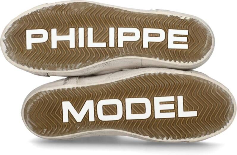 Philippe Model Witte leren sneakers met gebruikt effect White Heren