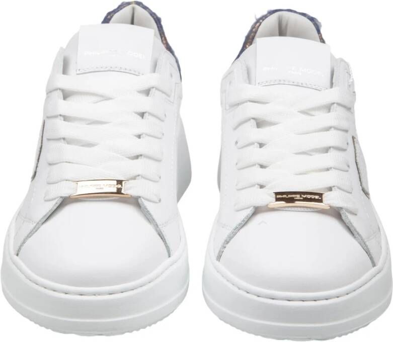 Philippe Model Witte leren sneakers met gouden hiel White Dames