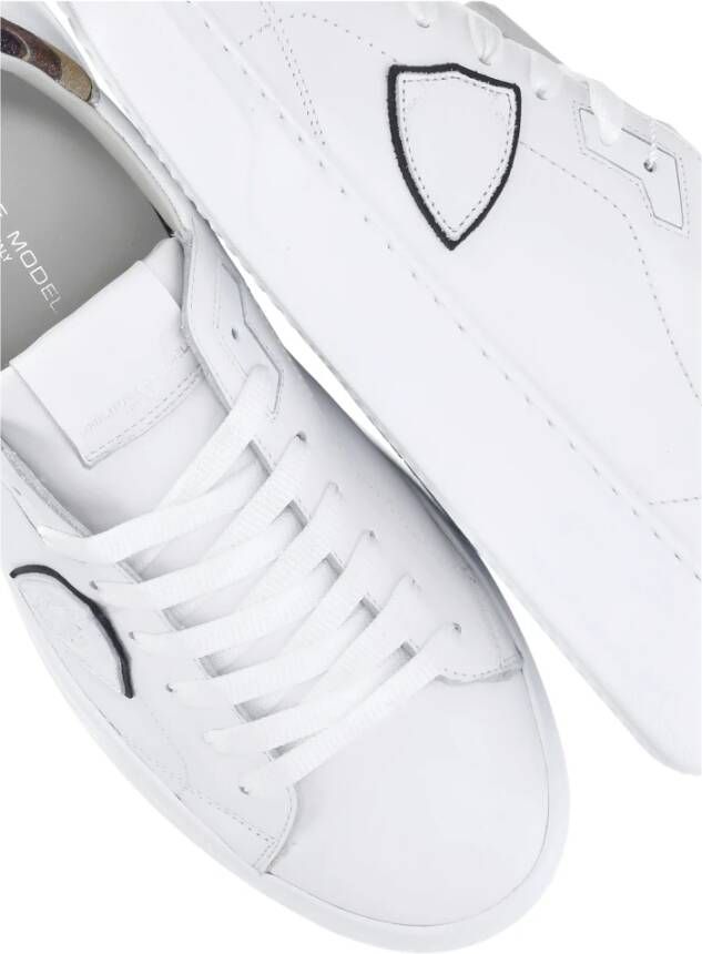 Philippe Model Witte Leren Sneakers met Logodetails White Heren