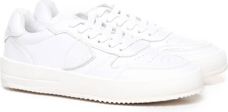 Philippe Model Witte Leren Sneakers met Perforaties White Dames