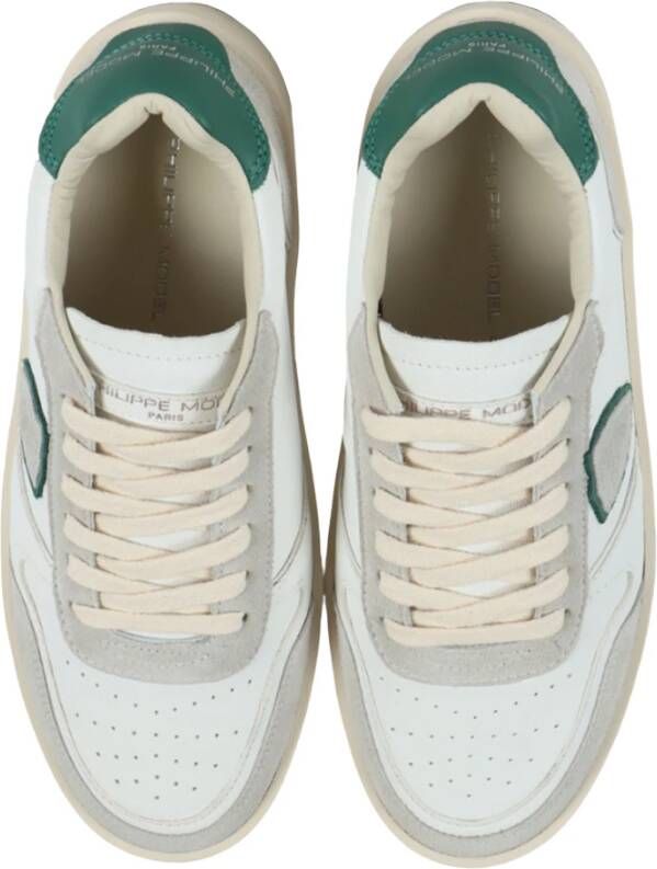 Philippe Model Witte leren sneakers met perforaties White Heren