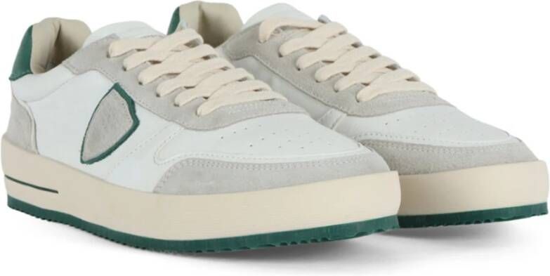 Philippe Model Witte leren sneakers met perforaties White Heren