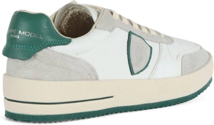 Philippe Model Witte leren sneakers met perforaties White Heren