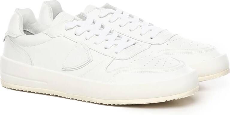 Philippe Model Witte Leren Sneakers met Perforaties White Heren