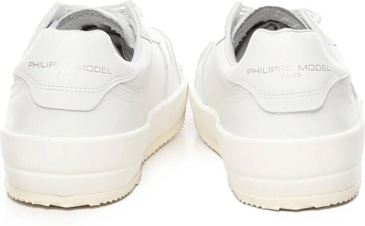 Philippe Model Witte Leren Sneakers met Perforaties White Heren