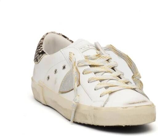 Philippe Model Witte Leren Sneakers met Python Details White Dames