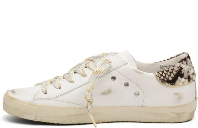 Philippe Model Witte Leren Sneakers met Python Details White Dames