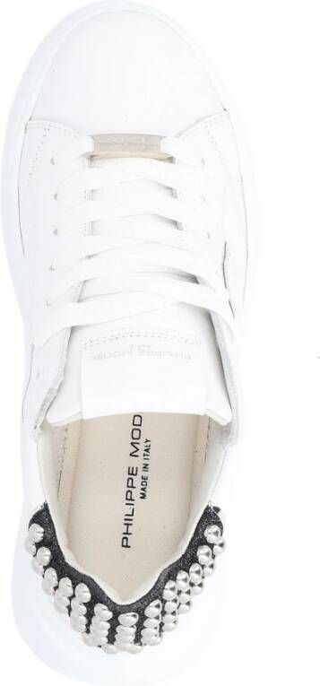 Philippe Model Witte Leren Studded Sneaker White Dames