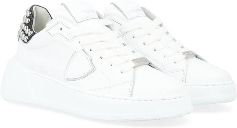 Philippe Model Witte Leren Studded Sneaker White Dames